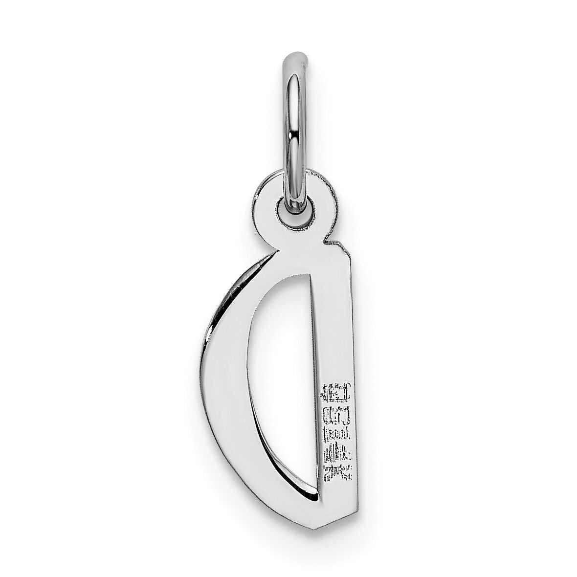 14k White Gold Small Slanted Block Letter D Initial Charm-YC645D