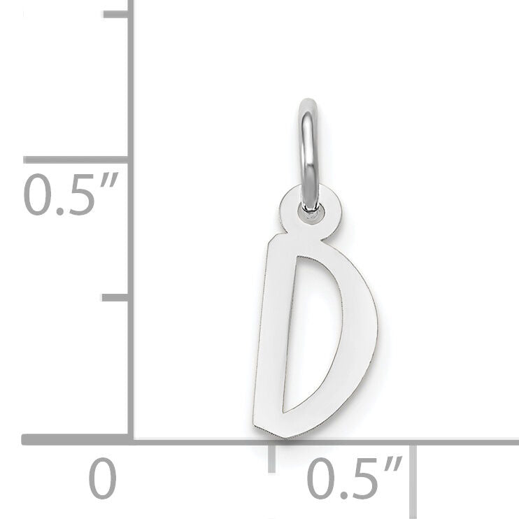 14k White Gold Small Slanted Block Letter D Initial Charm-YC645D