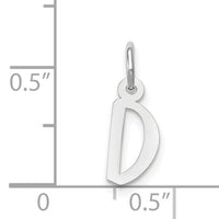 14k White Gold Small Slanted Block Letter D Initial Charm-YC645D