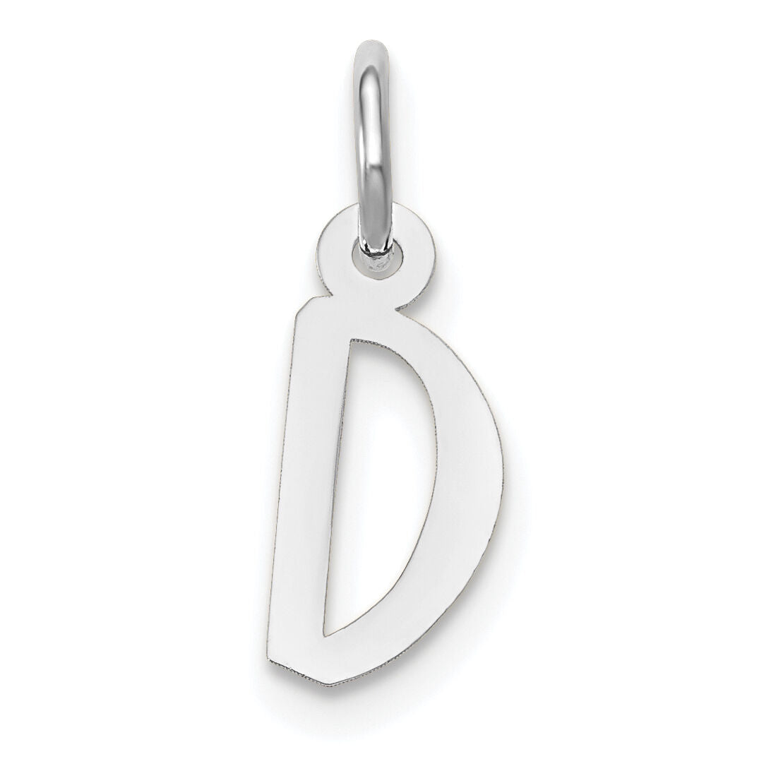 14k White Gold Small Slanted Block Letter D Initial Charm-YC645D