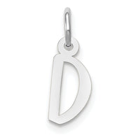14k White Gold Small Slanted Block Letter D Initial Charm-YC645D