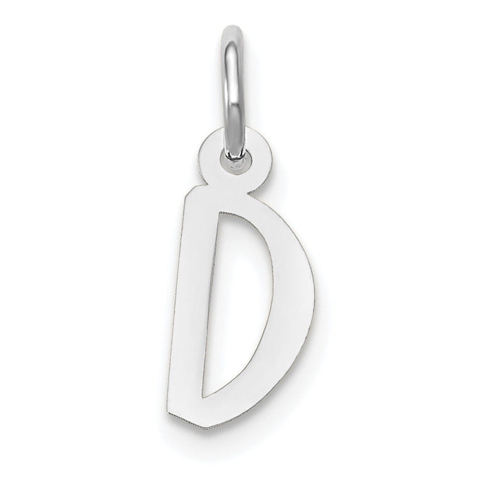 14k White Gold Small Slanted Block Letter D Initial Charm-YC645D