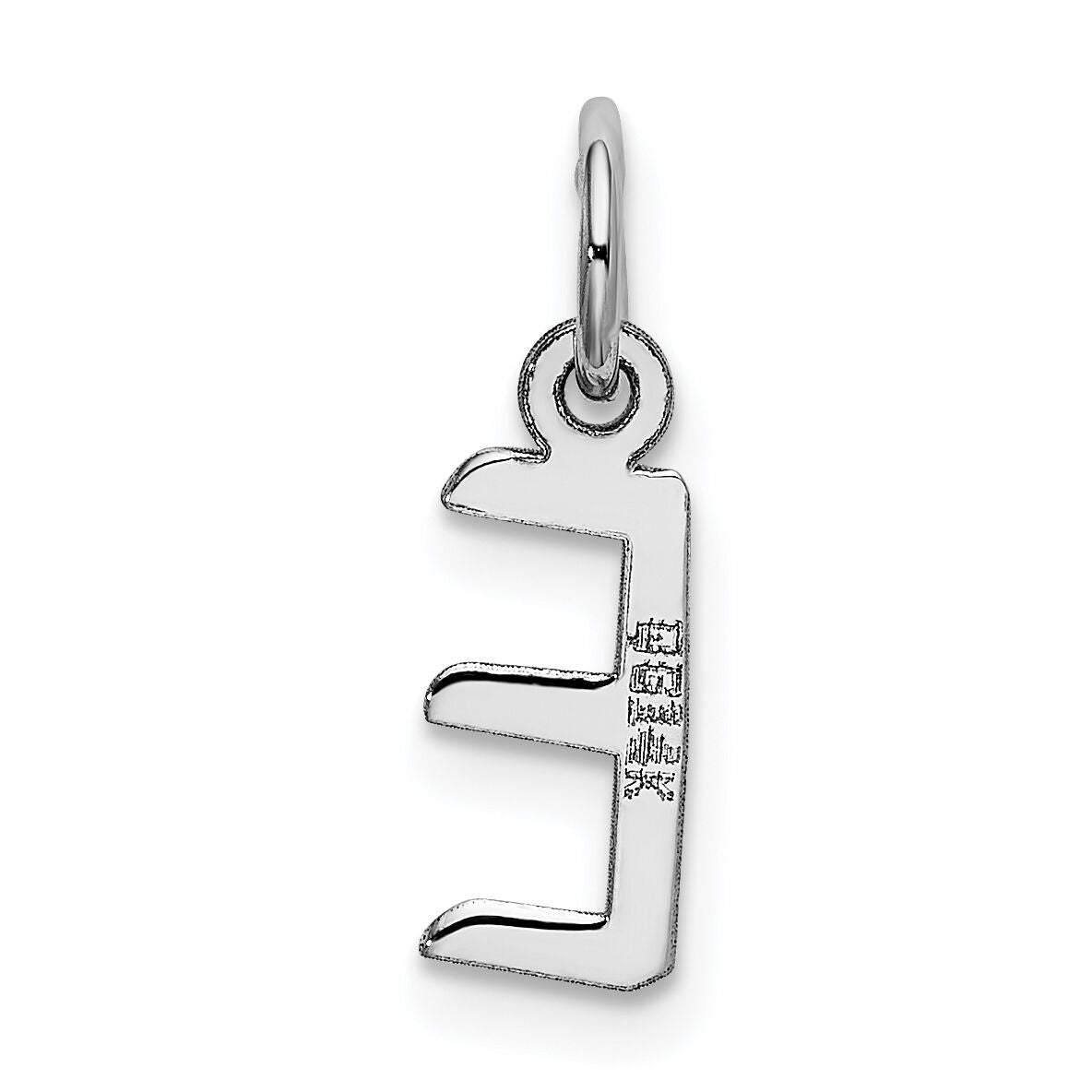 14K White Gold Small Slanted Block Letter E Initial Charm-YC645E
