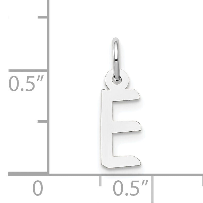 14K White Gold Small Slanted Block Letter E Initial Charm-YC645E