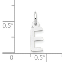 14K White Gold Small Slanted Block Letter E Initial Charm-YC645E
