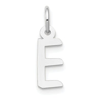 14K White Gold Small Slanted Block Letter E Initial Charm-YC645E