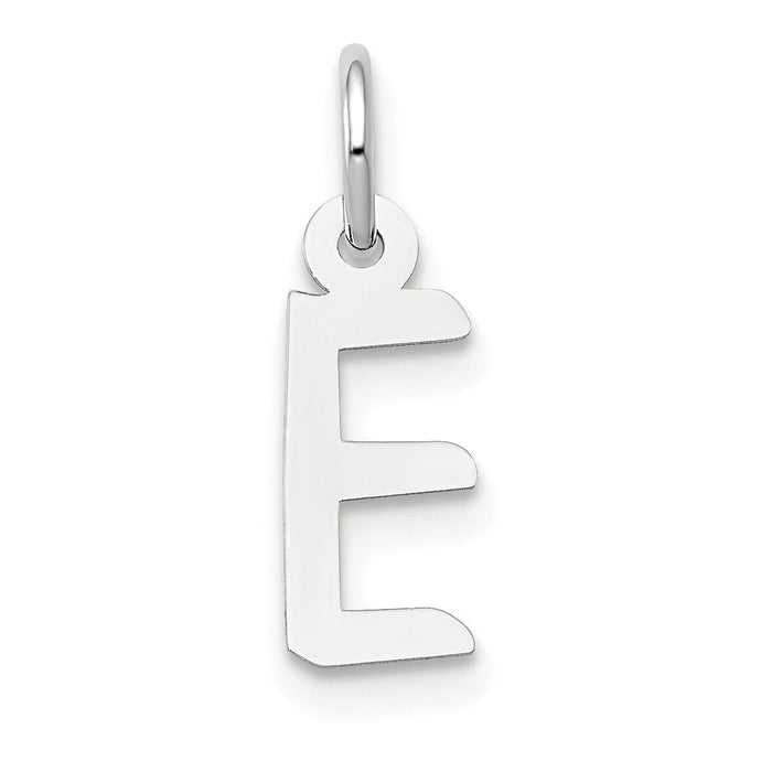 14K White Gold Small Slanted Block Letter E Initial Charm-YC645E