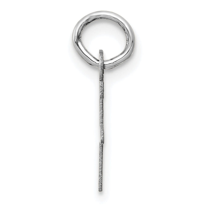 14K White Gold Small Slanted Block Letter F Initial Charm-YC645F