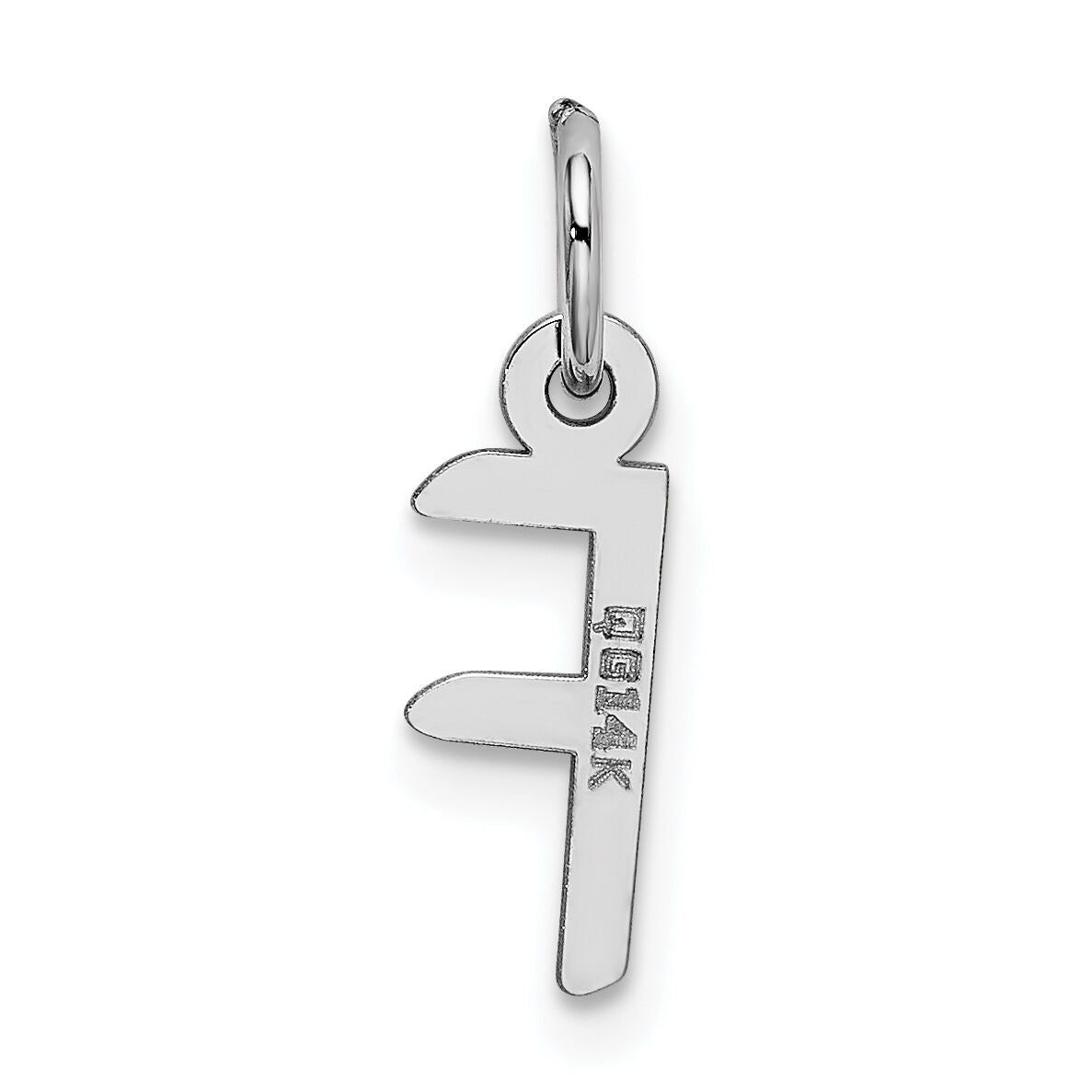 14K White Gold Small Slanted Block Letter F Initial Charm-YC645F