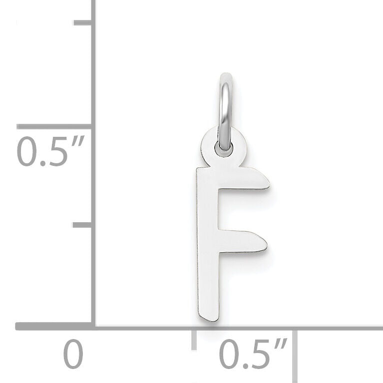 14K White Gold Small Slanted Block Letter F Initial Charm-YC645F