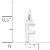 14K White Gold Small Slanted Block Letter F Initial Charm-YC645F