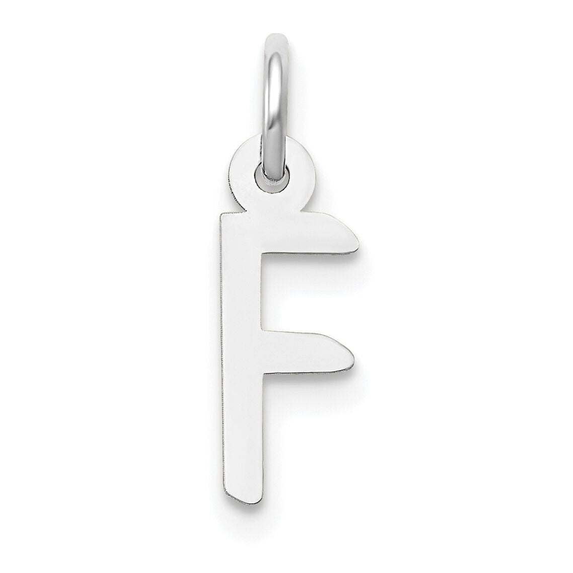 14K White Gold Small Slanted Block Letter F Initial Charm-YC645F