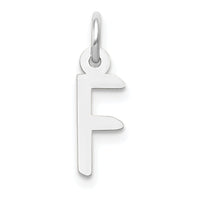 14K White Gold Small Slanted Block Letter F Initial Charm-YC645F