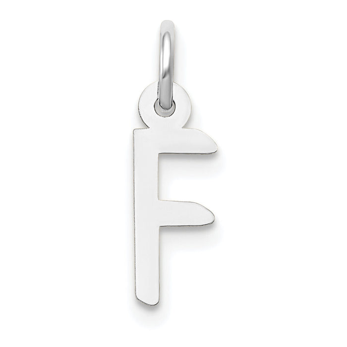 14K White Gold Small Slanted Block Letter F Initial Charm-YC645F