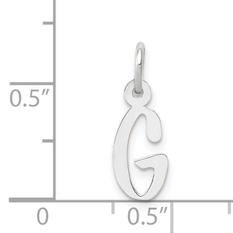 14K White Gold Small Slanted Block Letter G Initial Charm-YC645G