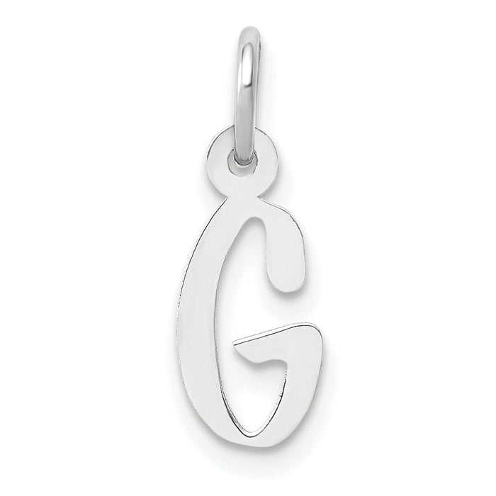 14K White Gold Small Slanted Block Letter G Initial Charm-YC645G