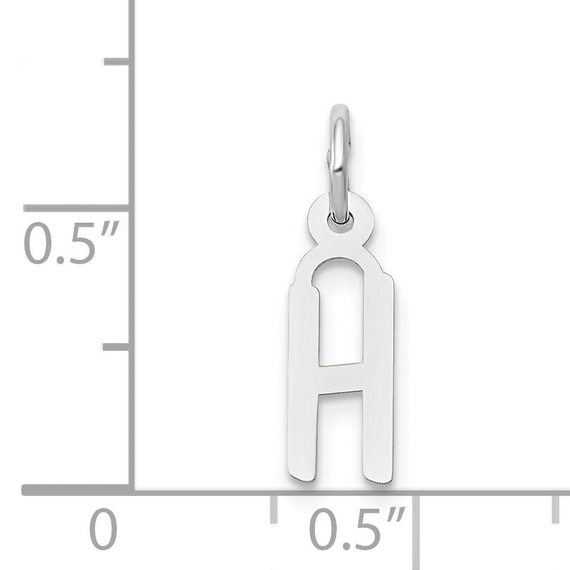 14K White Gold Small Slanted Block Letter H Initial Charm-YC645H