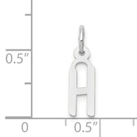 14K White Gold Small Slanted Block Letter H Initial Charm-YC645H