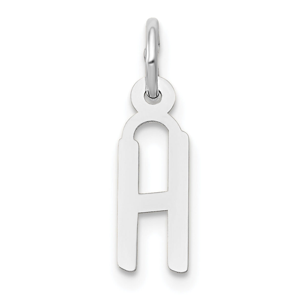14K White Gold Small Slanted Block Letter H Initial Charm-YC645H