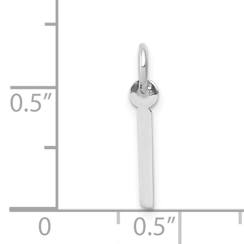 14K White Gold Small Slanted Block Letter I Initial Charm-YC645I