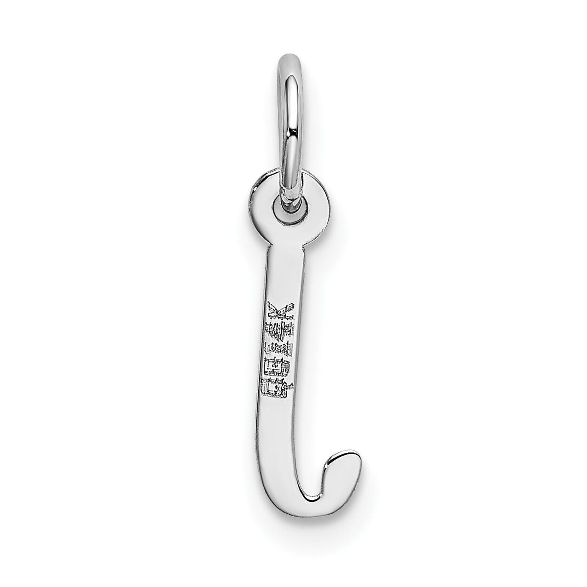 14K White Gold Small Slanted Block Letter J Initial Charm-YC645J