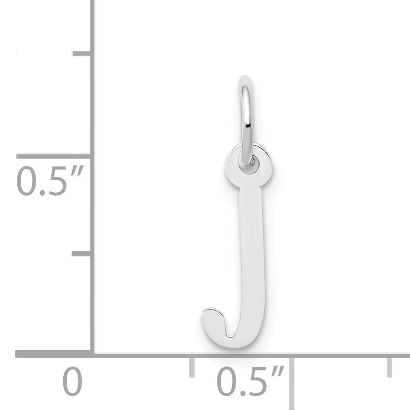 14K White Gold Small Slanted Block Letter J Initial Charm-YC645J