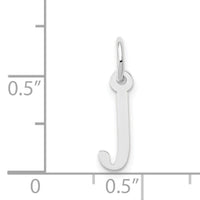 14K White Gold Small Slanted Block Letter J Initial Charm-YC645J