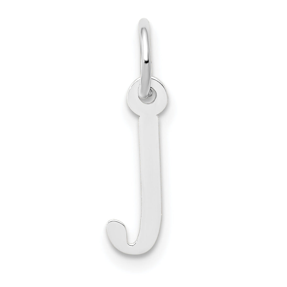 14K White Gold Small Slanted Block Letter J Initial Charm-YC645J