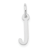 14K White Gold Small Slanted Block Letter J Initial Charm-YC645J