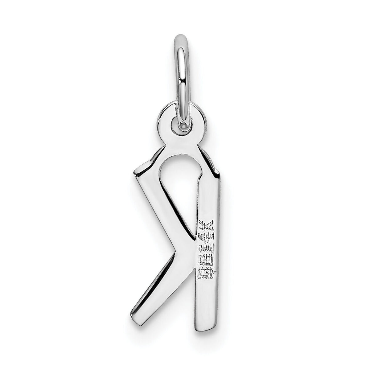 14K White Gold Small Slanted Block Letter K Initial Charm-YC645K
