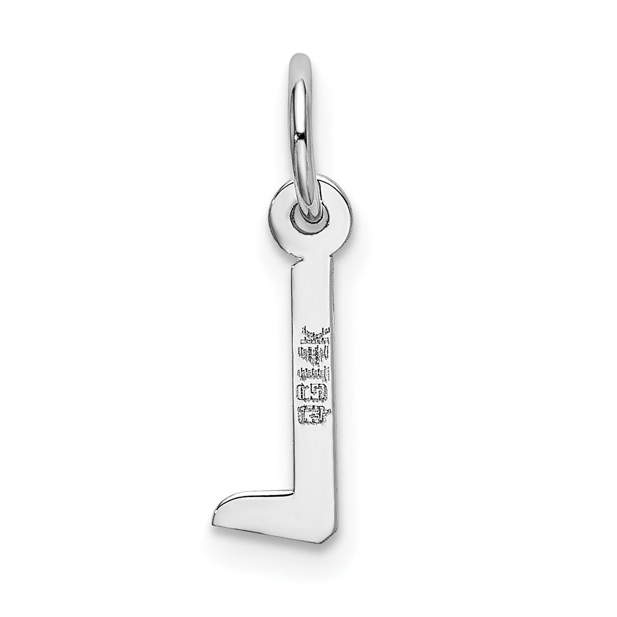 14K White Gold Small Slanted Block Letter L Initial Charm-YC645L
