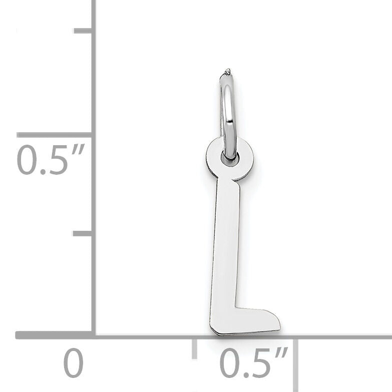 14K White Gold Small Slanted Block Letter L Initial Charm-YC645L