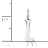 14K White Gold Small Slanted Block Letter L Initial Charm-YC645L
