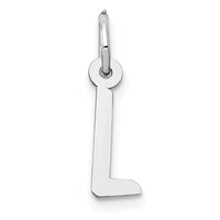 14K White Gold Small Slanted Block Letter L Initial Charm-YC645L