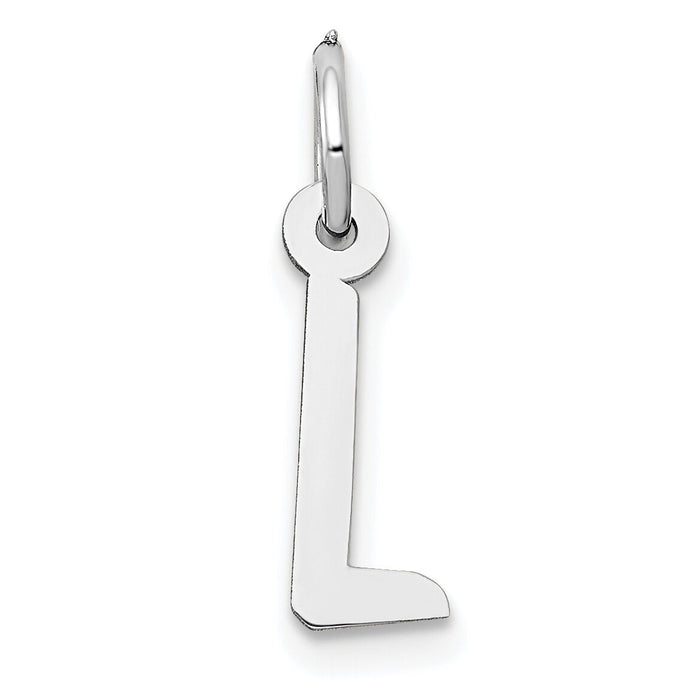14K White Gold Small Slanted Block Letter L Initial Charm-YC645L