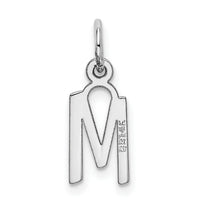 14K White Gold Small Slanted Block Letter M Initial Charm-YC645M