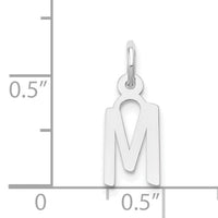 14K White Gold Small Slanted Block Letter M Initial Charm-YC645M