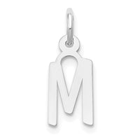 14K White Gold Small Slanted Block Letter M Initial Charm-YC645M