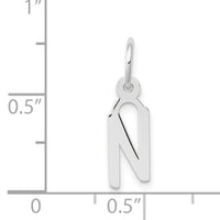 14K White Gold Small Slanted Block Letter N Initial Charm-YC645N