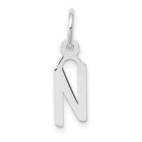 14K White Gold Small Slanted Block Letter N Initial Charm-YC645N