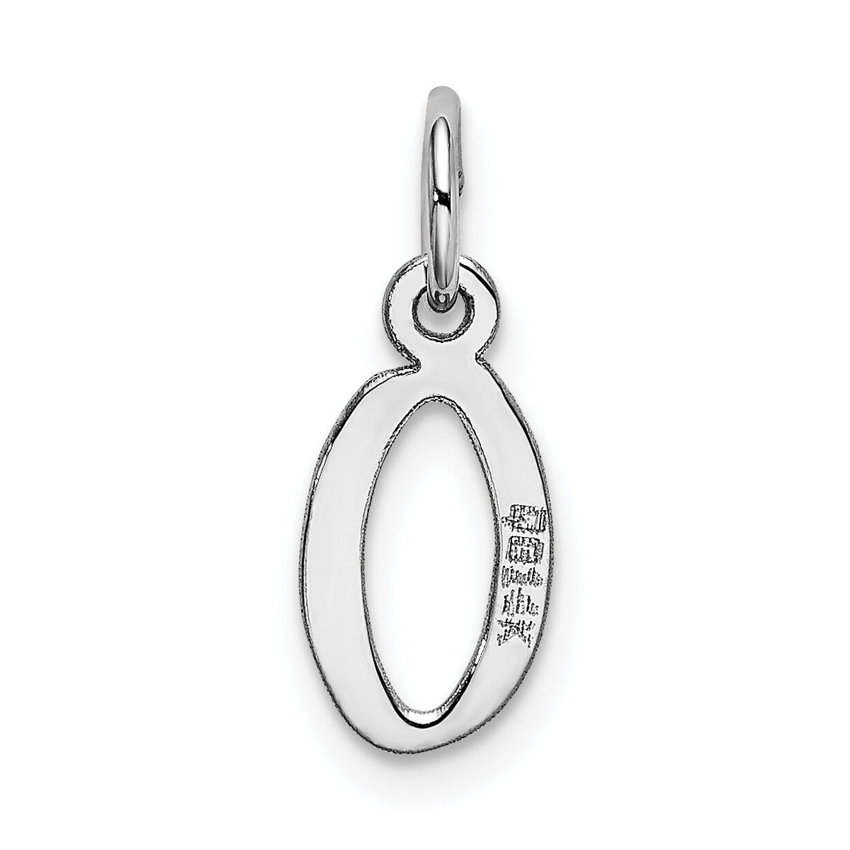 14K White Gold Small Slanted Block Letter O Initial Charm-YC645O