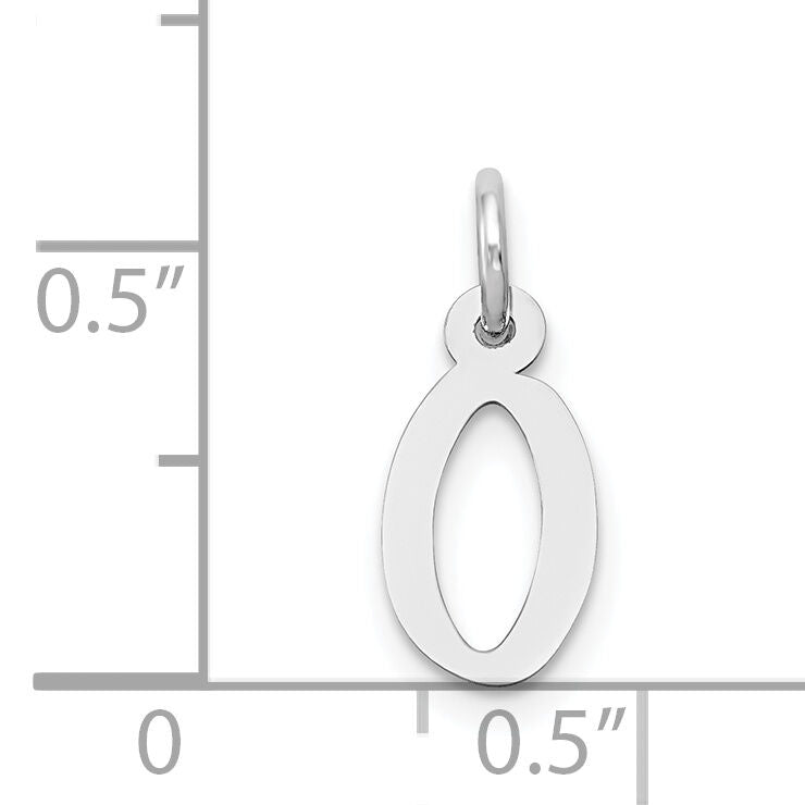 14K White Gold Small Slanted Block Letter O Initial Charm-YC645O
