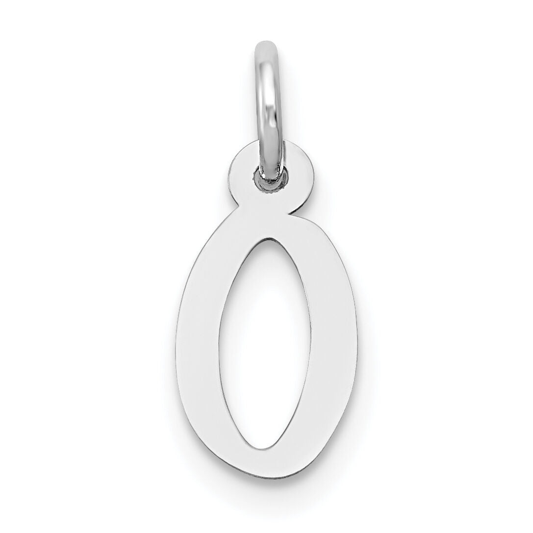 14K White Gold Small Slanted Block Letter O Initial Charm-YC645O