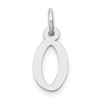 14K White Gold Small Slanted Block Letter O Initial Charm-YC645O