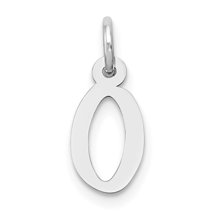 14K White Gold Small Slanted Block Letter O Initial Charm-YC645O