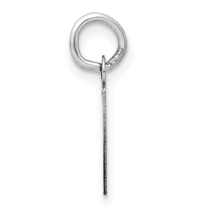 14K White Gold Small Slanted Block Letter P Initial Charm-YC645P