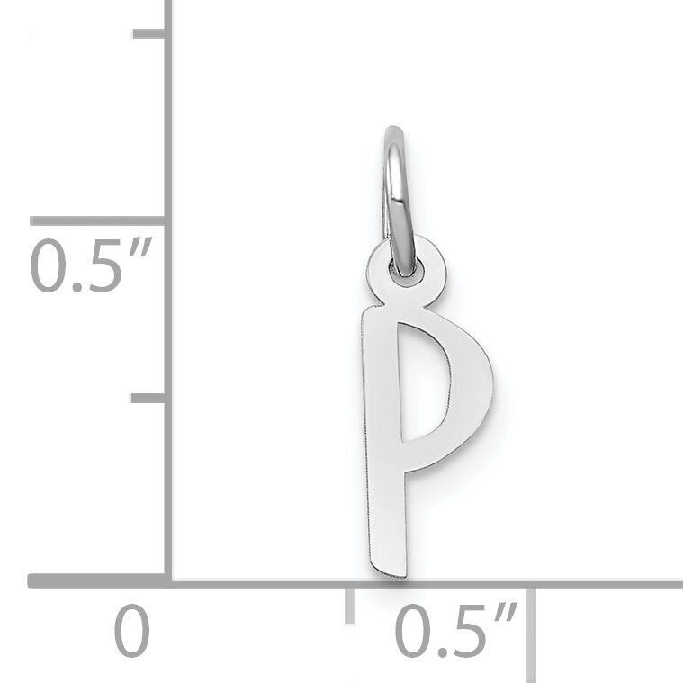 14K White Gold Small Slanted Block Letter P Initial Charm-YC645P