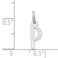14K White Gold Small Slanted Block Letter P Initial Charm-YC645P