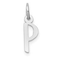 14K White Gold Small Slanted Block Letter P Initial Charm-YC645P