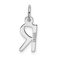 14K White Gold Small Slanted Block Letter R Initial Charm-YC645R